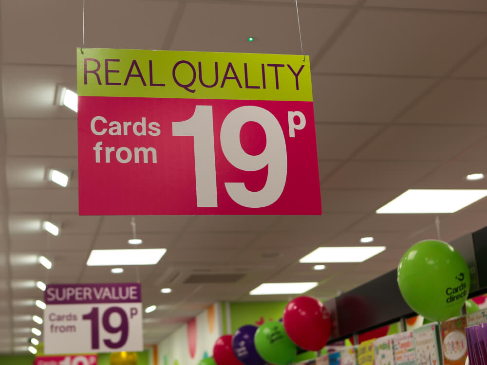 Real quality cards from 19p sign